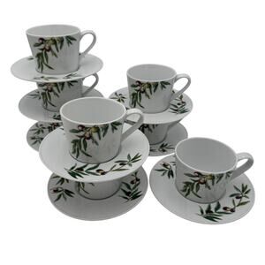 Pottery Barn Monique Lhuillier Olive Orchard 4 Cups and 4 Saucers